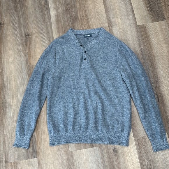 Bonobos Henley Sweater Grey 100% Extra Fine Merino Wool Mens Slim Fit XXL - Picture 1 of 7
